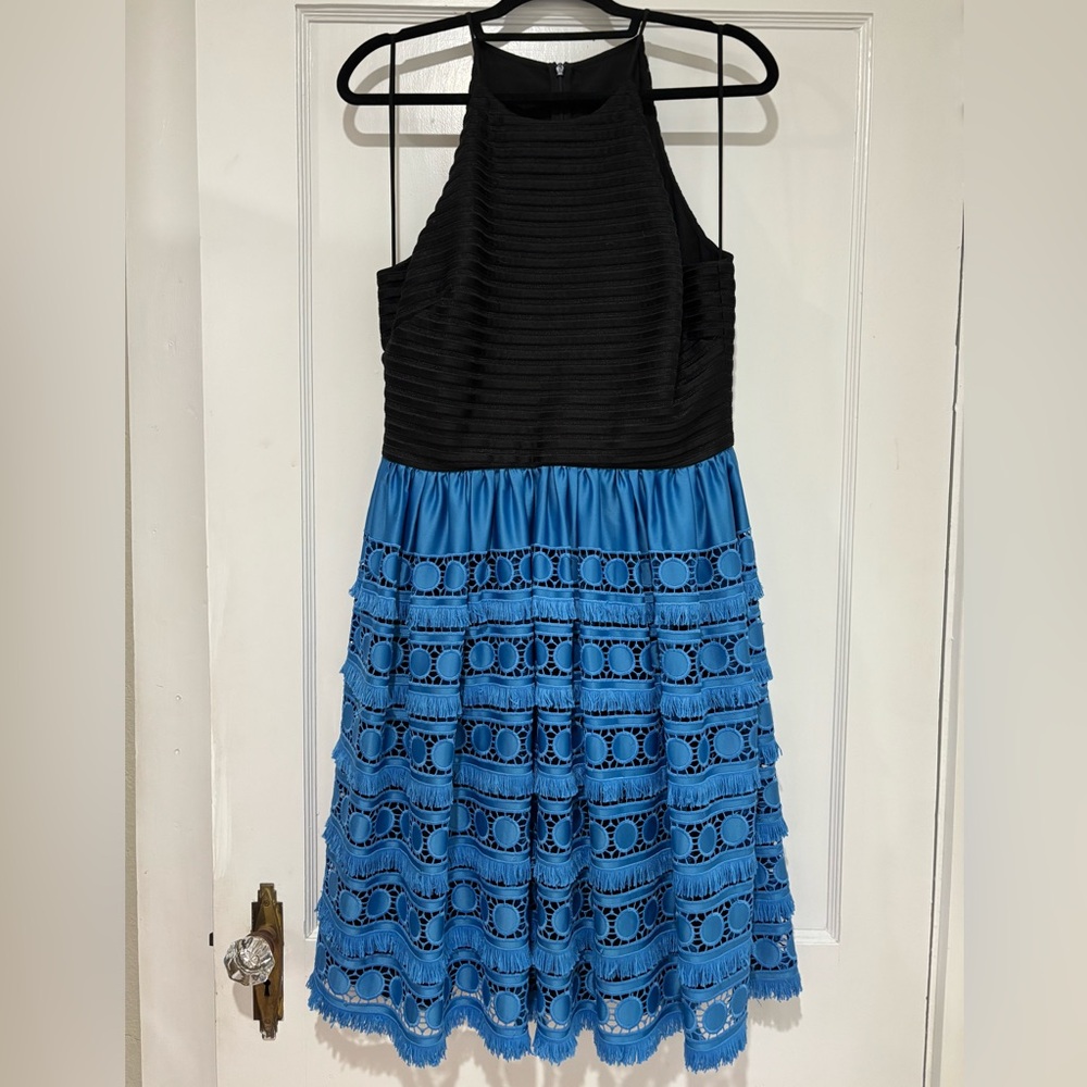 Badgley Mischka Elegant Black & Blue Dress
